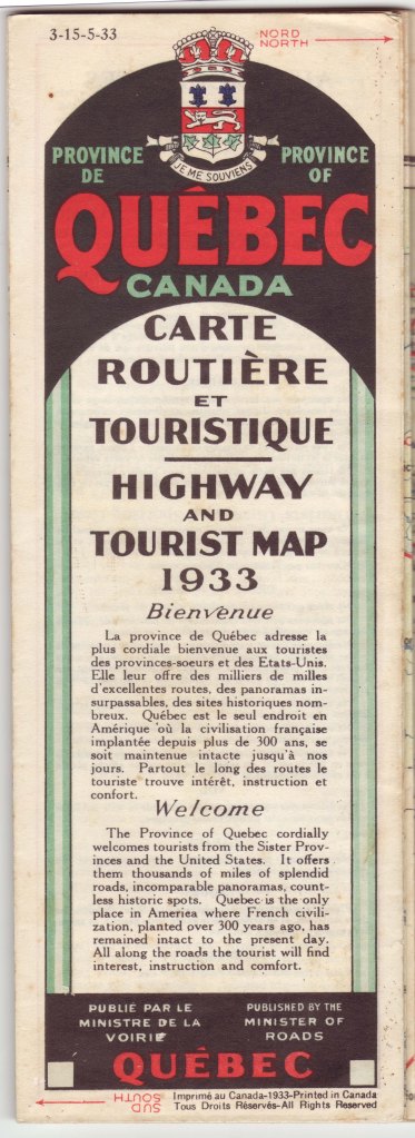 1933 Quebec Map Cover