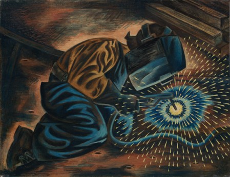 Caven Atkins, Arc Welder Working on Bulkhead (1943)
