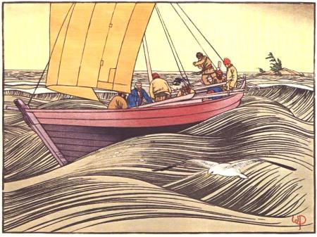 Walter J. Philips -- York Boat on Lake Winnipeg (1930) v2